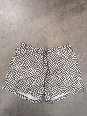 Men's Black & White Checker Athletic Shorts